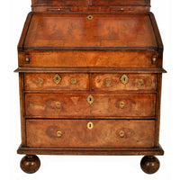 Antique Queen Anne Period Double Dome Burl Walnut Bureau / Bookcase / Secretary, circa 1710