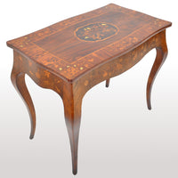 Antique Louis XV French Inlaid Marquetry Bombe Writing Table / Desk / Bureau, circa 1880