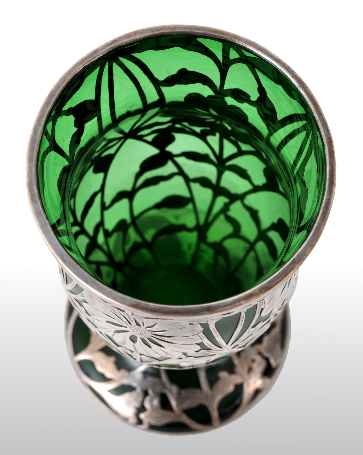 Antique Austrian Art Nouveau Loetz Silver Overlay Glass Vase, circa 1900