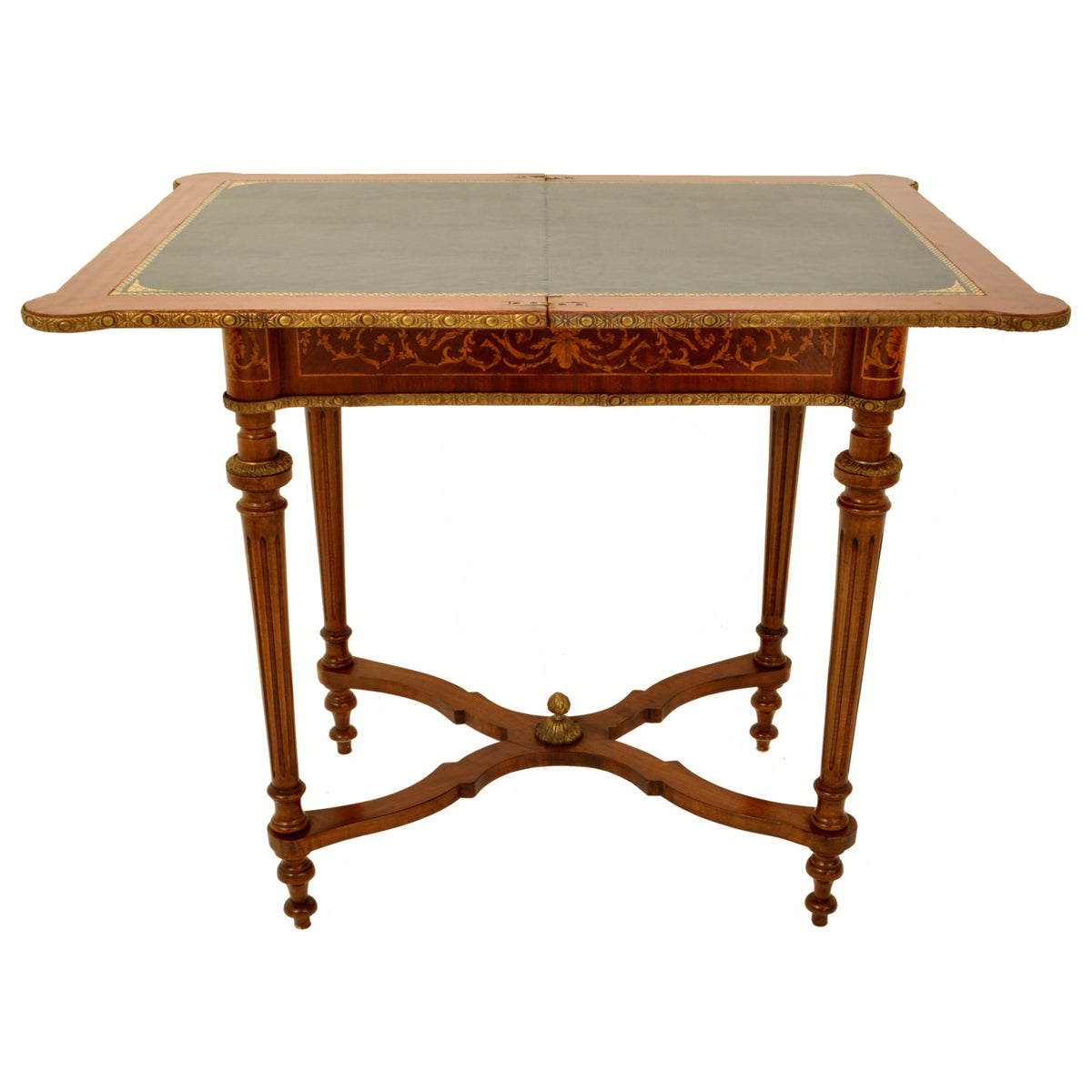 Antique 19th Century French  Inlaid Walnut Marquetry Ormolu Games / Card Table, circa 1880