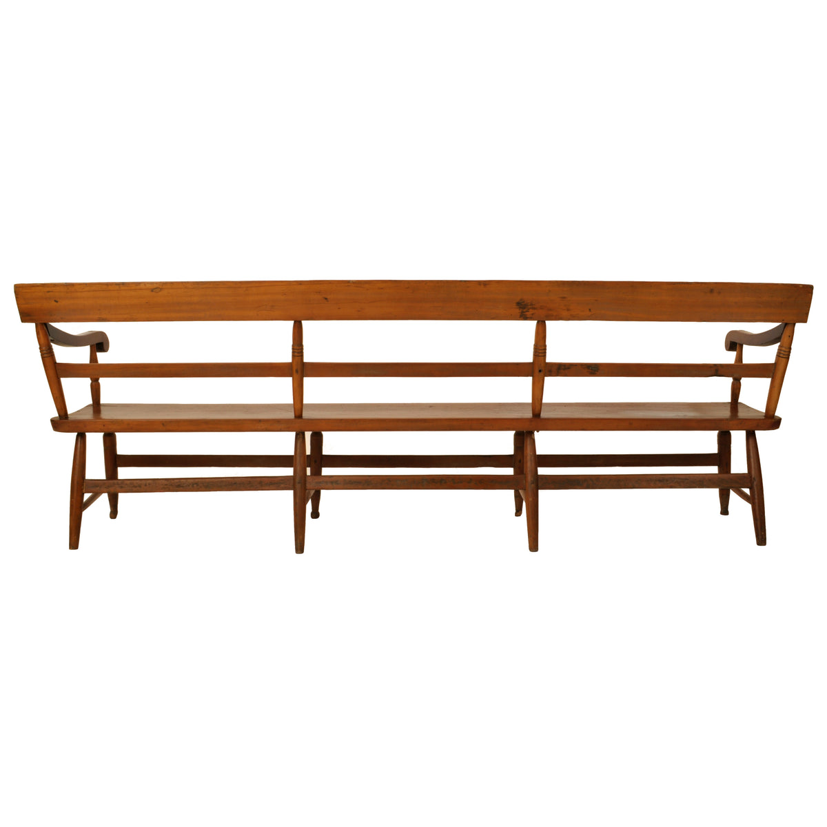 Antique Federal New England Windsor Spindle Back Cherry Bench Settee 1820