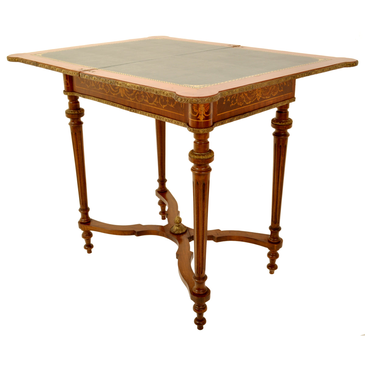 Antique 19th Century French  Inlaid Walnut Marquetry Ormolu Games / Card Table, circa 1880