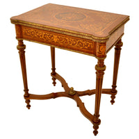 Antique 19th Century French  Inlaid Walnut Marquetry Ormolu Games / Card Table, circa 1880