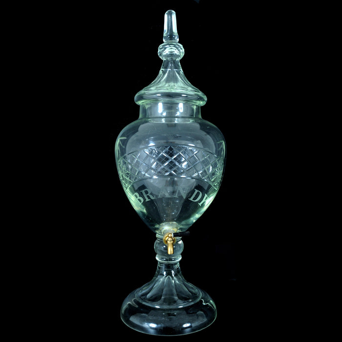 Monumental Antique Cut Glass Crystal Brandy/Liquor Dispenser decanter circa 1880