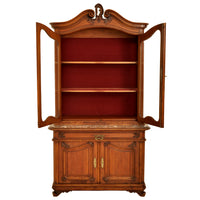 Antique French Carved Walnut & Marble Louis XV Buffet / Vitrine / Bookcase, circa 1880