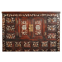 Antique Chinese Qing Dynasty Rosewood & Mother-of-Pearl Inlaid Apothecary Cabinet, circa 1850