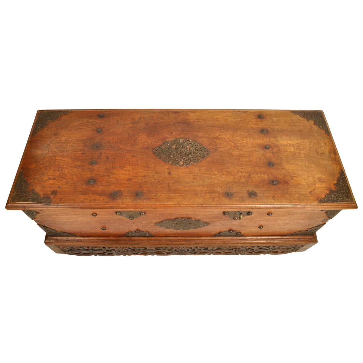 Antique 18th Century Dutch East India Company VOC Carved Teak Governor's Chest, circa 1780