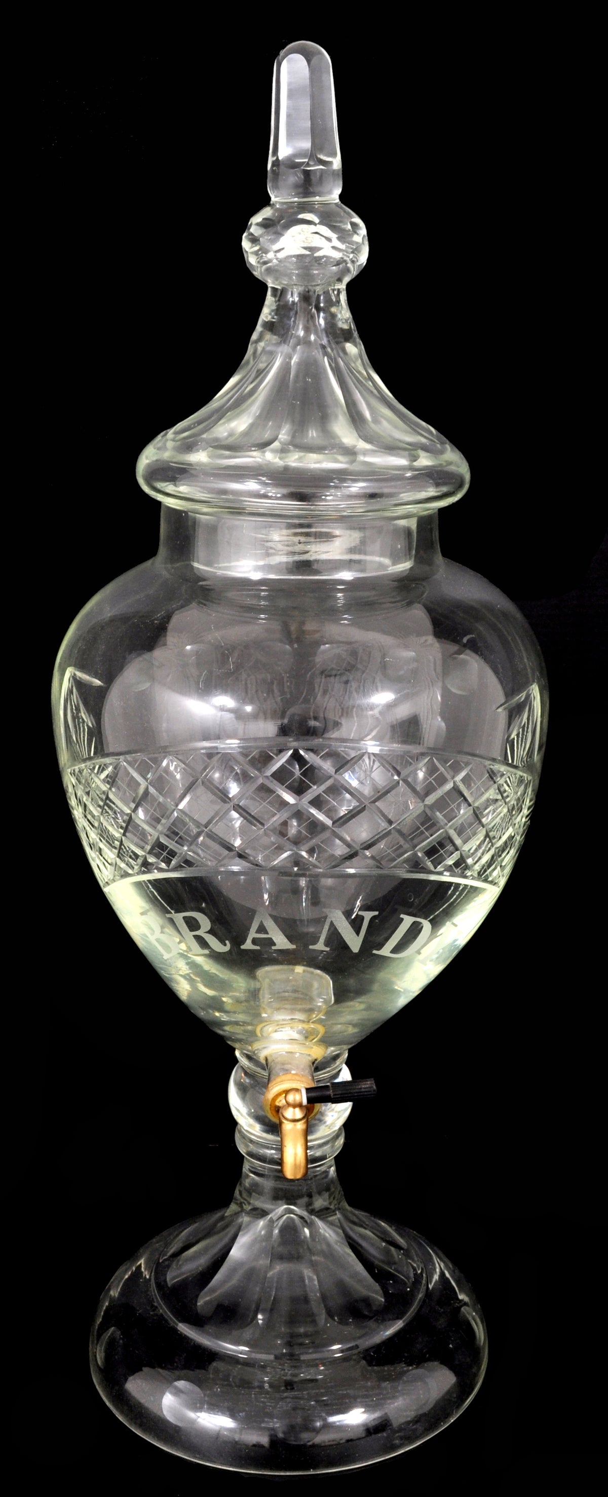 Monumental Antique Cut Glass Crystal Brandy/Liquor Dispenser decanter circa 1880