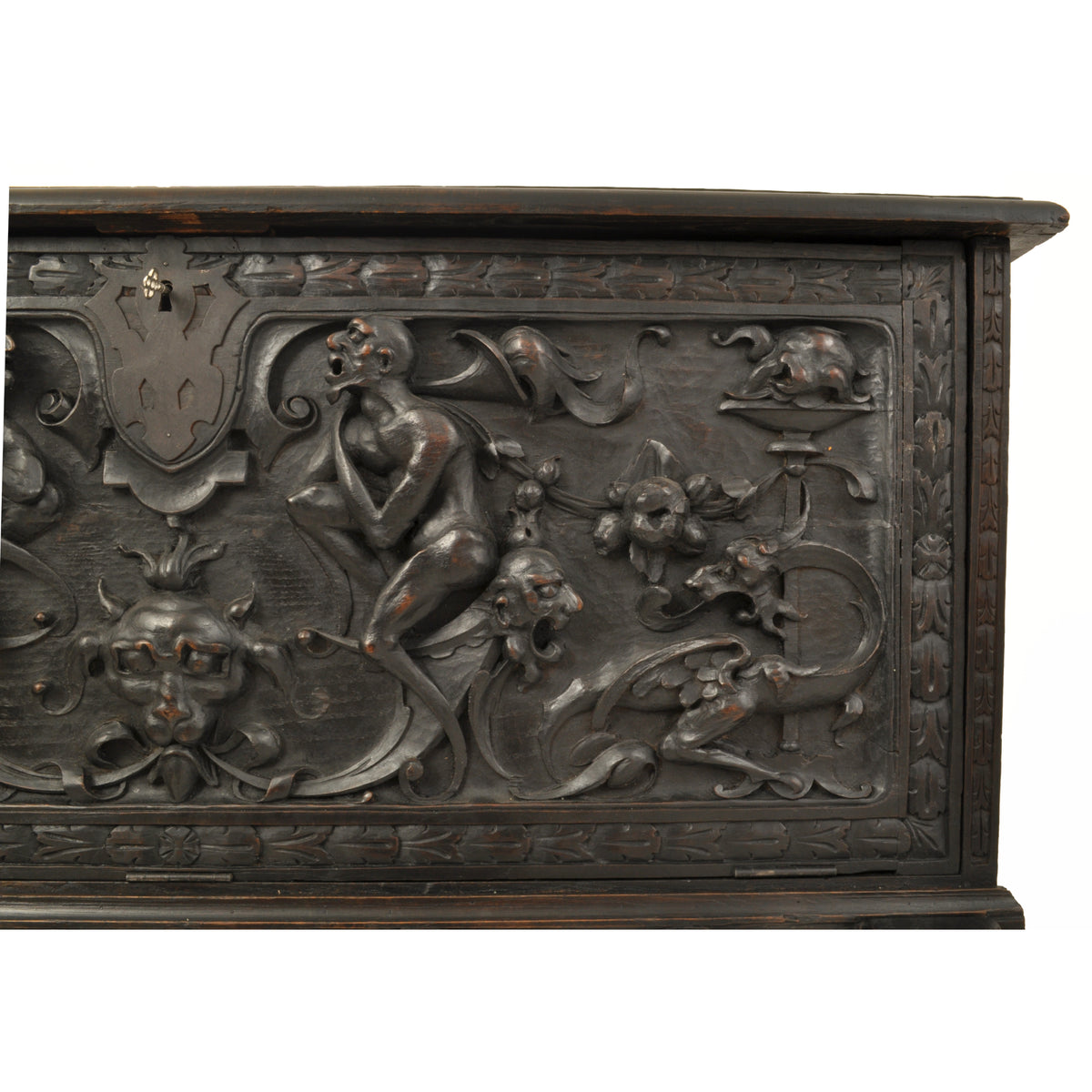 Antique 19th Century Spanish Baroque Carved Vargueno / Desk / Cabinet on Stand, circa 1880