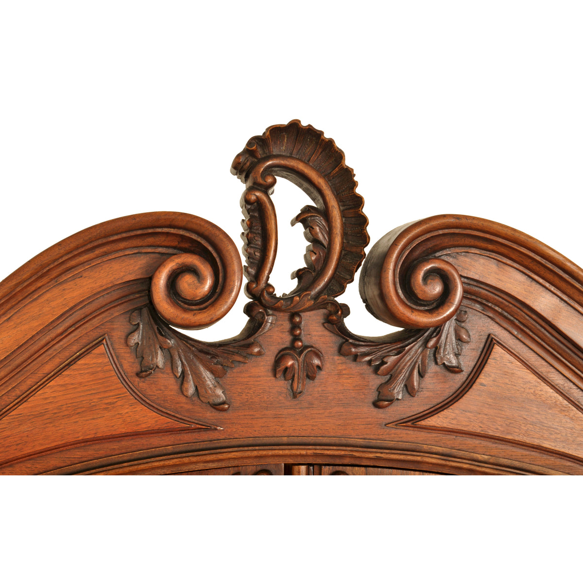 Antique French Carved Walnut & Marble Louis XV Buffet / Vitrine / Bookcase, circa 1880