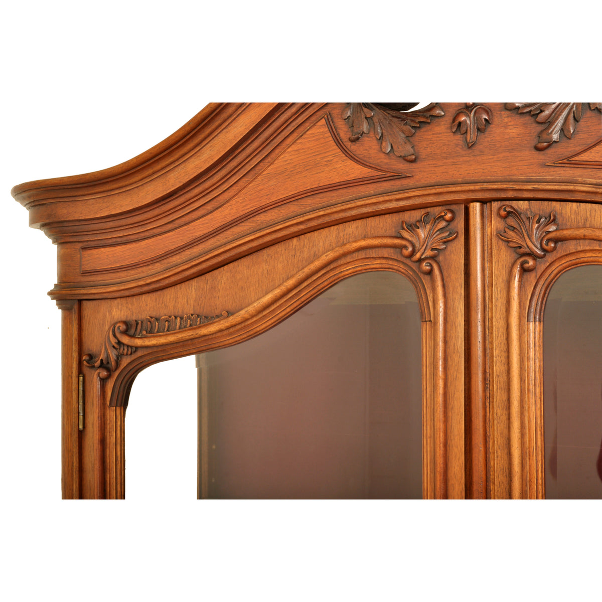 Antique French Carved Walnut & Marble Louis XV Buffet / Vitrine / Bookcase, circa 1880