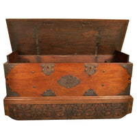 Antique 18th Century Dutch East India Company VOC Carved Teak Governor's Chest, circa 1780
