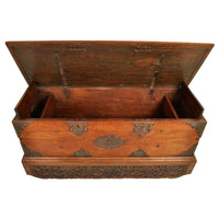 Antique 18th Century Dutch East India Company VOC Carved Teak Governor's Chest, circa 1780