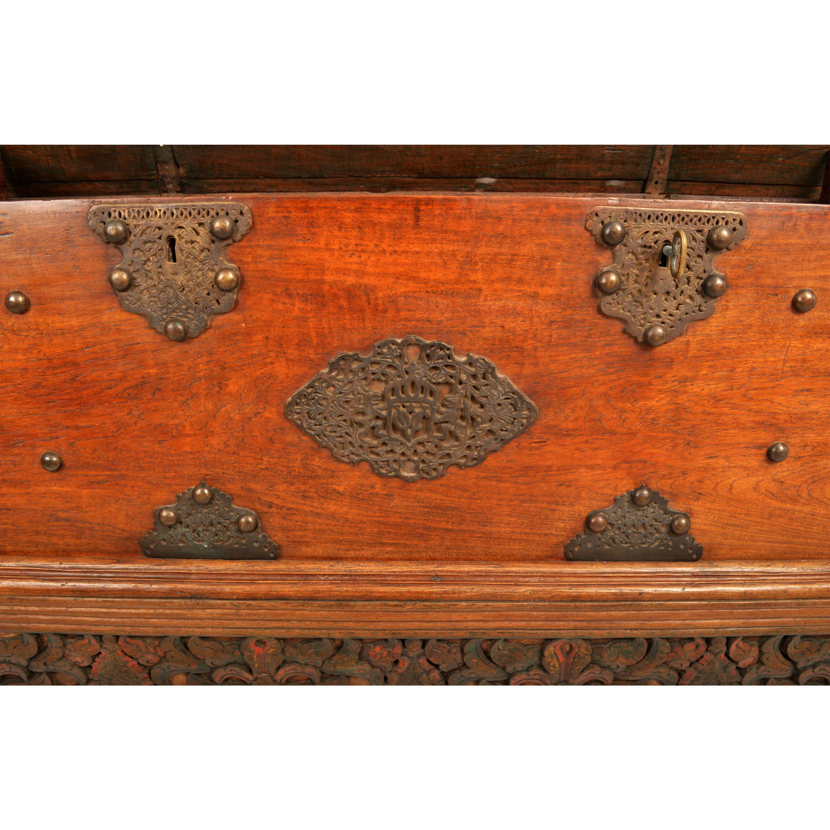 Antique 18th Century Dutch East India Company VOC Carved Teak Governor's Chest, circa 1780