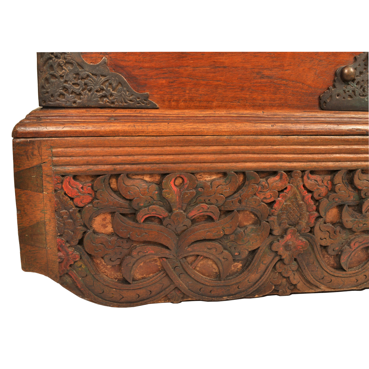 Antique 18th Century Dutch East India Company VOC Carved Teak Governor's Chest, circa 1780