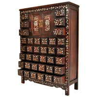 Antique Chinese Qing Dynasty Rosewood & Mother-of-Pearl Inlaid Apothecary Cabinet, circa 1850