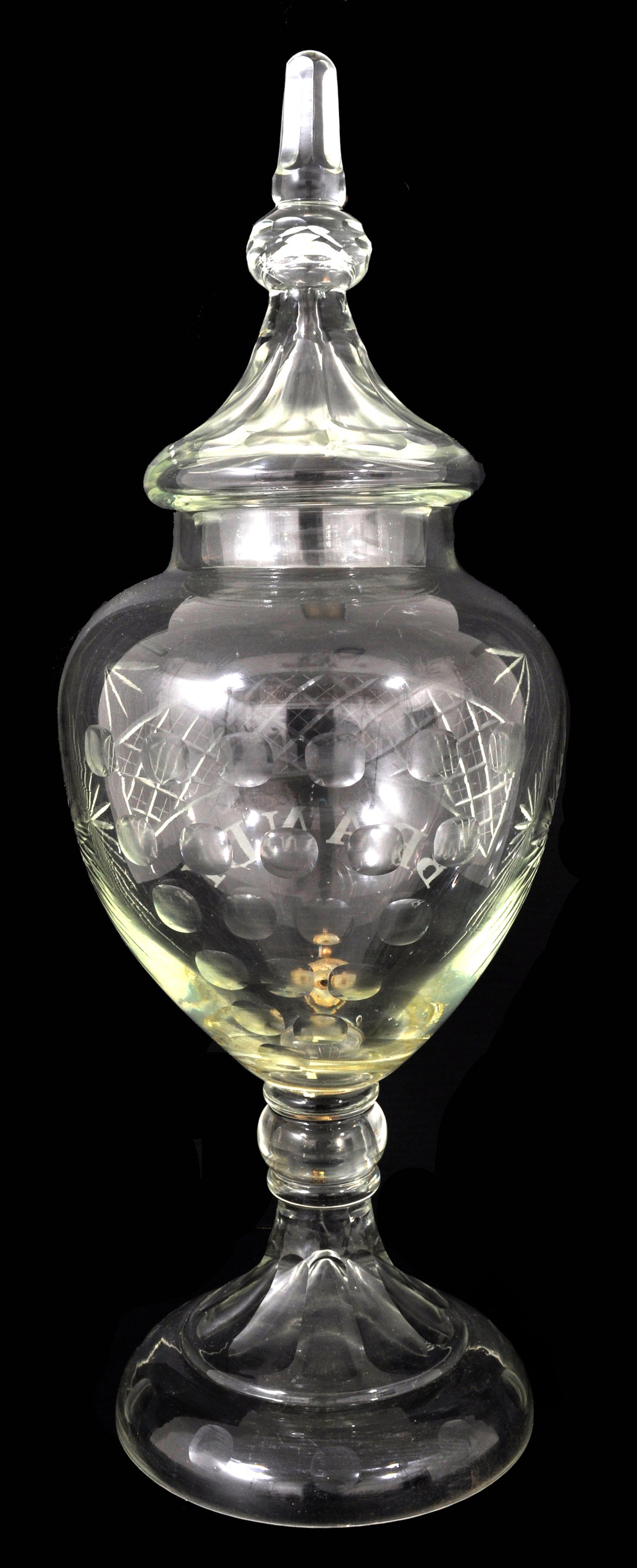 Monumental Antique Cut Glass Crystal Brandy/Liquor Dispenser decanter circa 1880
