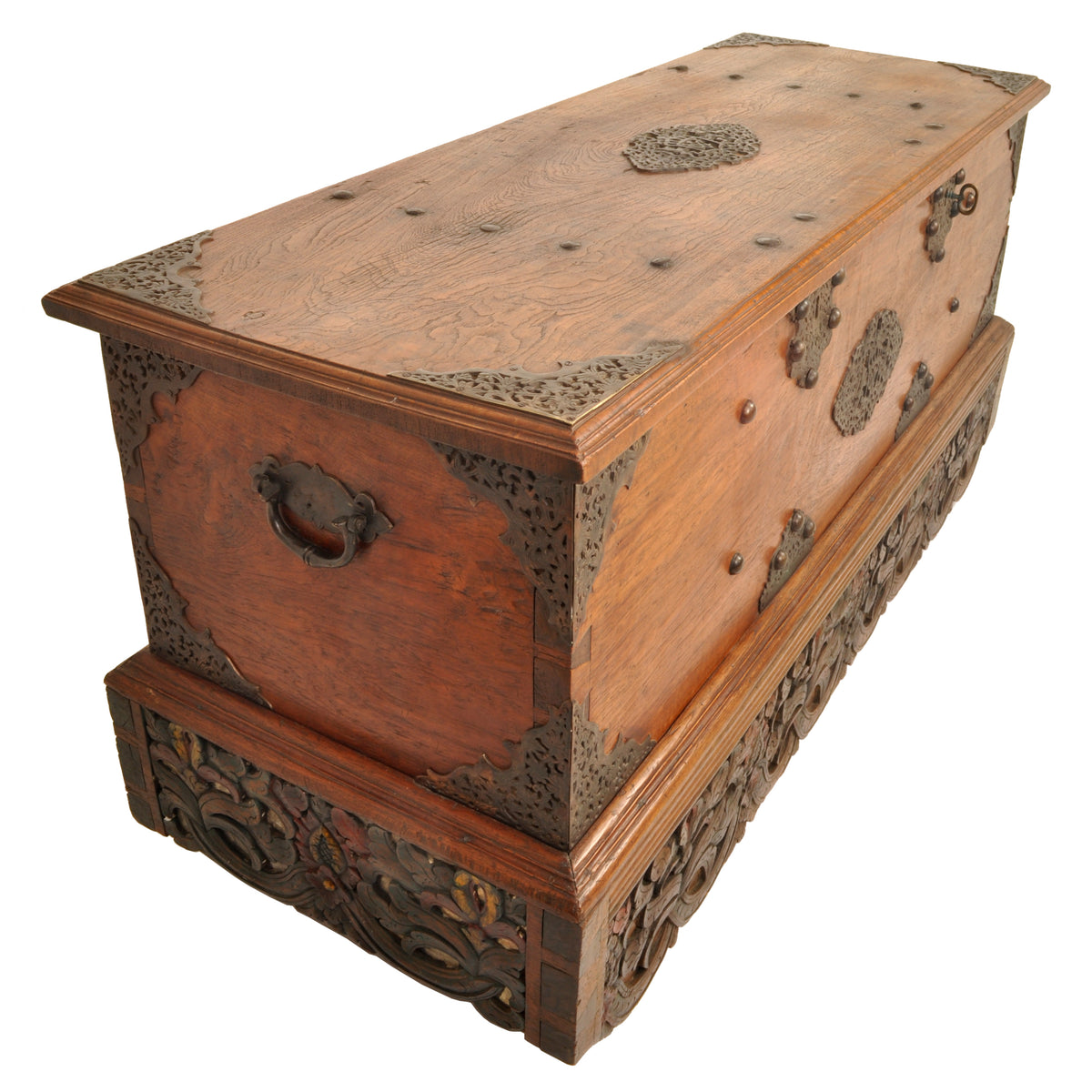 Antique 18th Century Dutch East India Company VOC Carved Teak Governor's Chest, circa 1780
