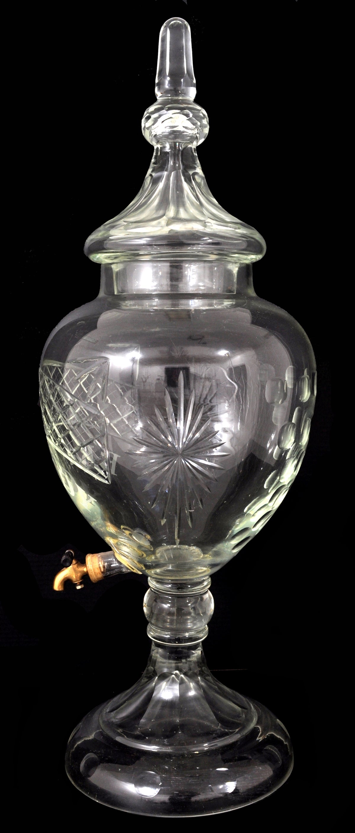 Monumental Antique Cut Glass Crystal Brandy/Liquor Dispenser decanter circa 1880