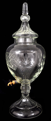 Monumental Antique Cut Glass Crystal Brandy/Liquor Dispenser decanter circa 1880