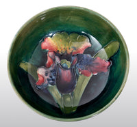 Antique Art Deco Orchid Pattern Flambé Pottery Bowl by William Moorcroft, circa 1928
