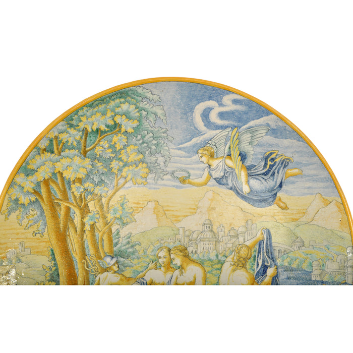 Antique Italian 18th Century Maiolica Faience Istoriato Charger Urbino, Circa 1800