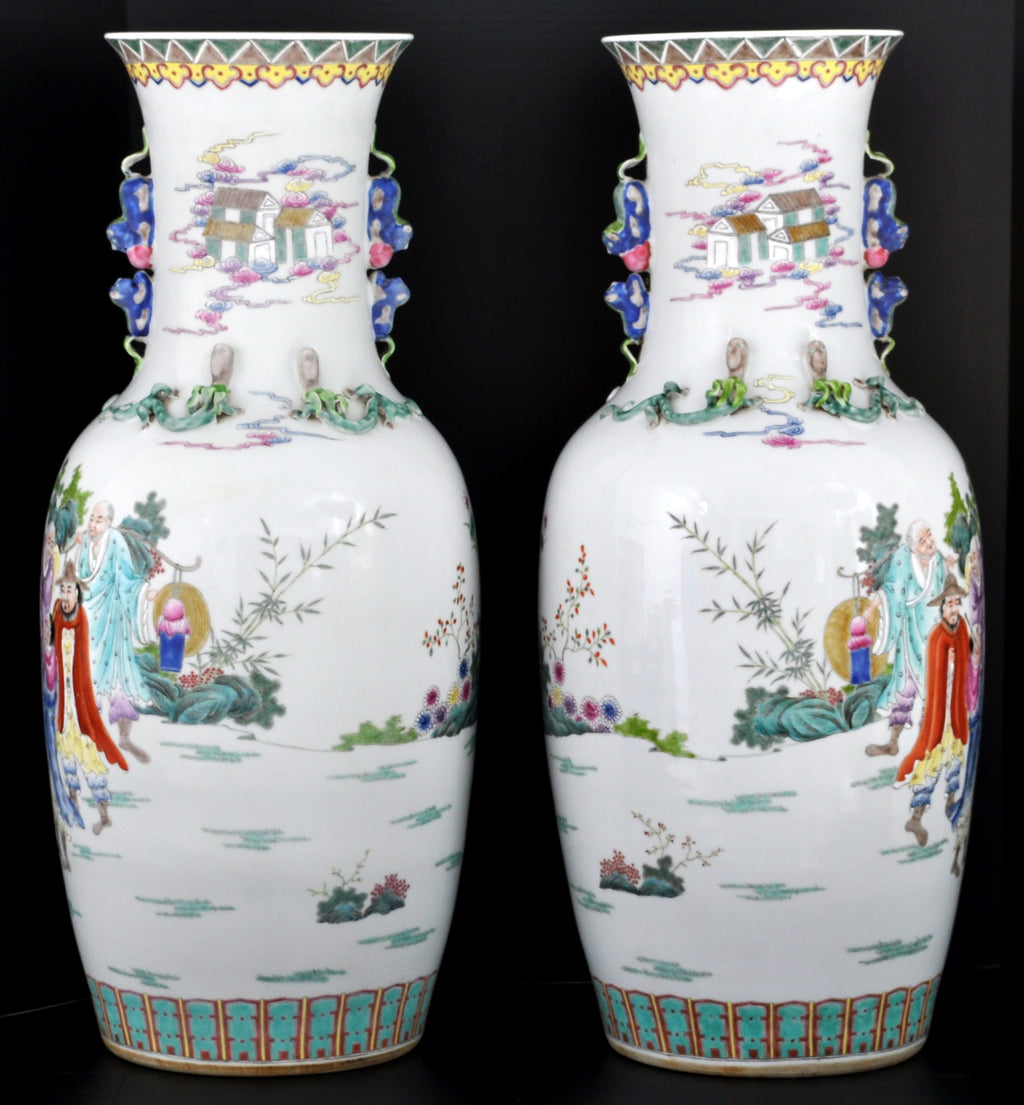 Monumental Pair Of Antique Chinese Qing Dynasty (1644-1912) Famille Ro 