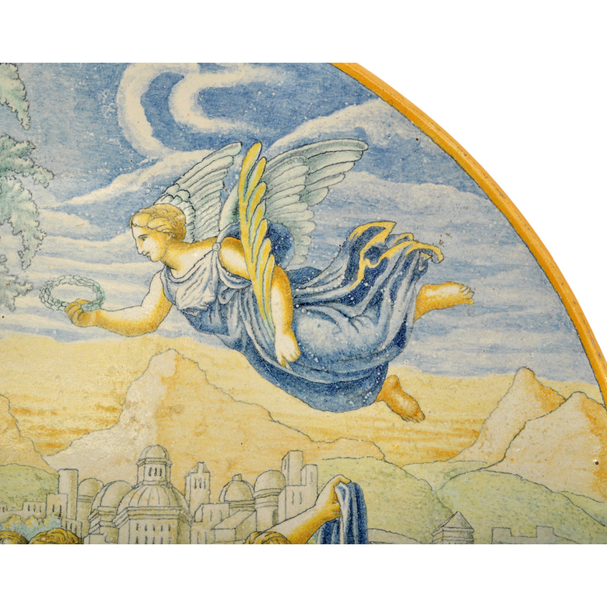 Antique Italian 18th Century Maiolica Faience Istoriato Charger Urbino, Circa 1800