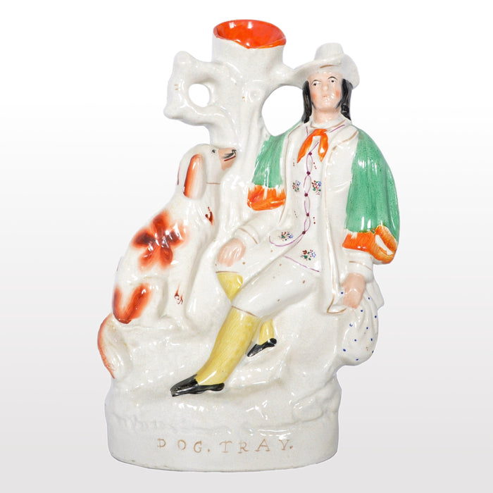 English Staffordshire Figure Flatback Spill Vase, Circa 1870