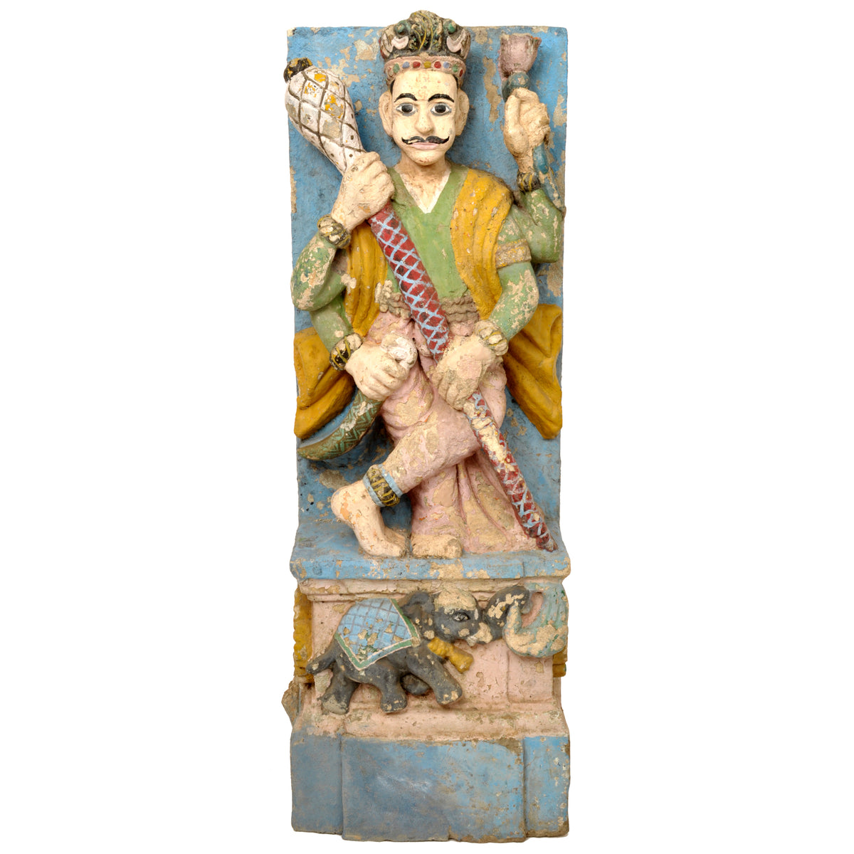 Pair of Antique 19th Century Indian Hindu Carved Stone Temple Guard Statues, circa 1850