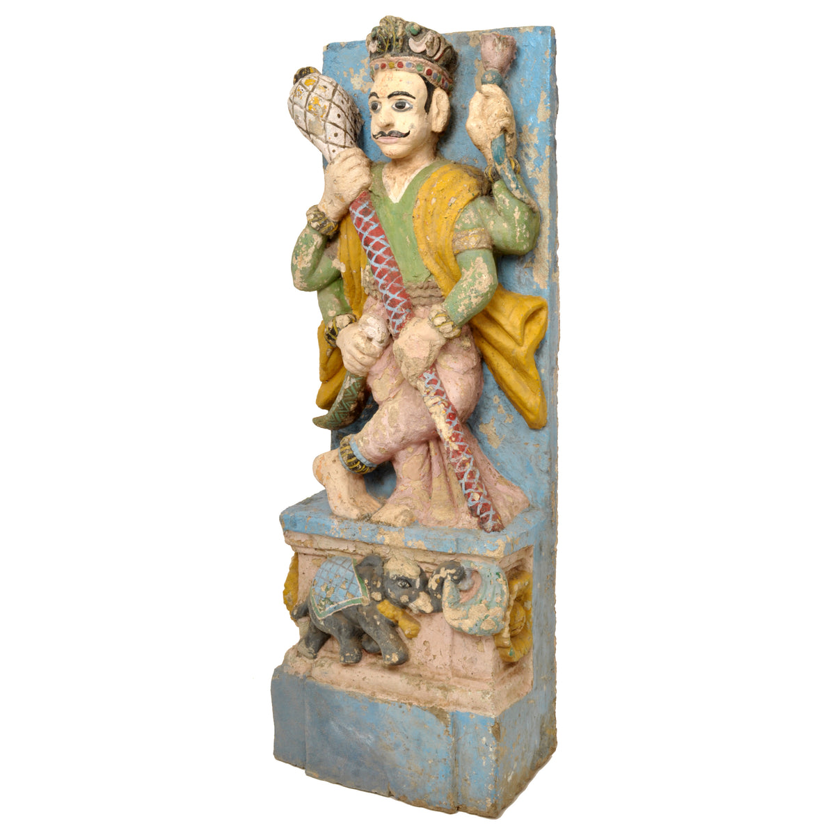 Pair of Antique 19th Century Indian Hindu Carved Stone Temple Guard Statues, circa 1850