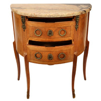 Pair of Antique French Louis XVI Walnut Marble & Ormolu Side Tables / Cabinets, circa 1880