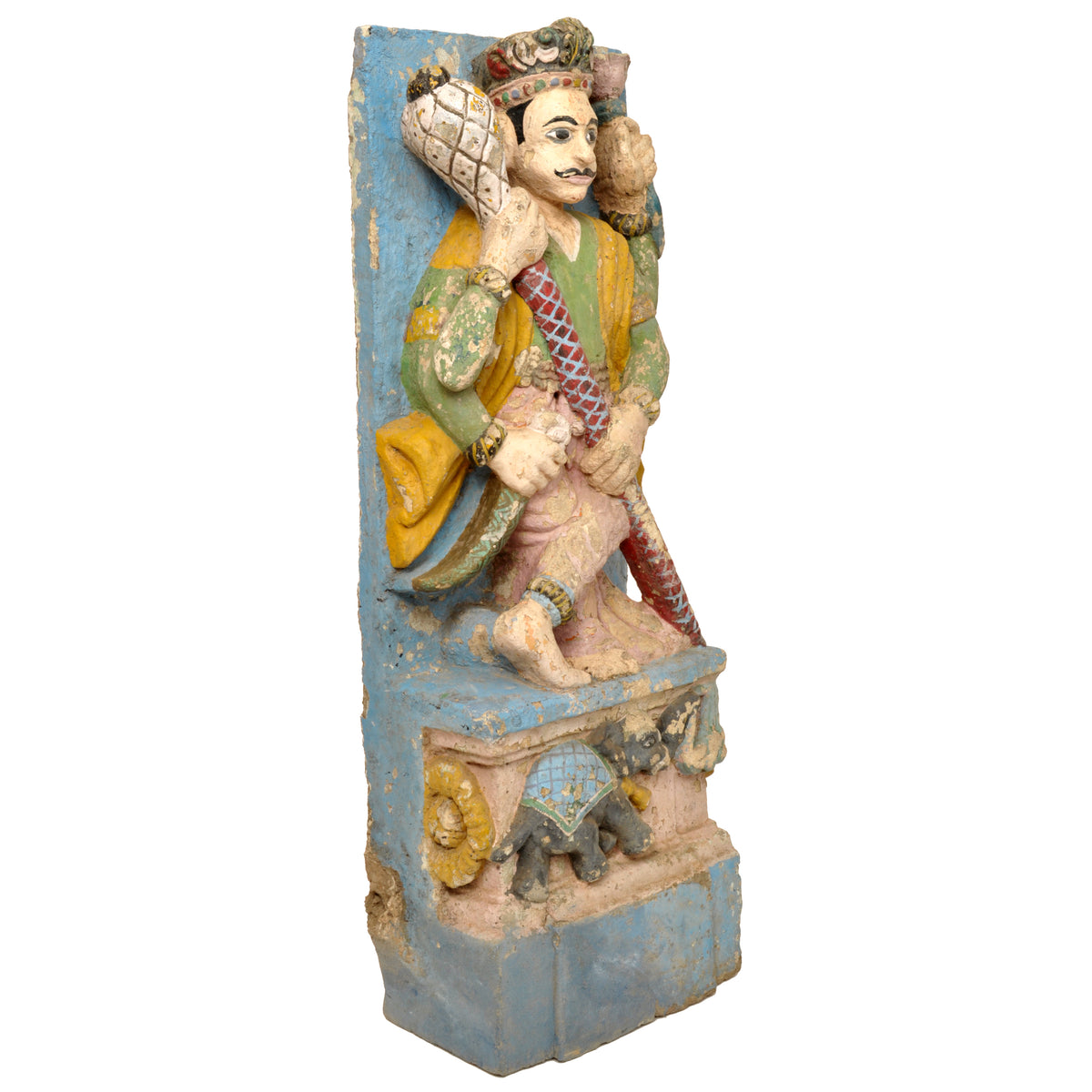 Pair of Antique 19th Century Indian Hindu Carved Stone Temple Guard Statues, circa 1850