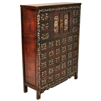Antique Chinese Qing Dynasty Rosewood & Mother-of-Pearl Inlaid Apothecary Cabinet, circa 1850