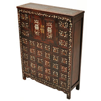Antique Chinese Qing Dynasty Rosewood & Mother-of-Pearl Inlaid Apothecary Cabinet, circa 1850