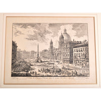 An Original Etching by Giovanni Battista Piranesi, "Veduta di Piazza Navona sopra le rovine del Circo Agonale," 1751
