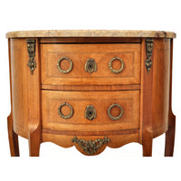 Pair of Antique French Louis XVI Walnut Marble & Ormolu Side Tables / Cabinets, circa 1880