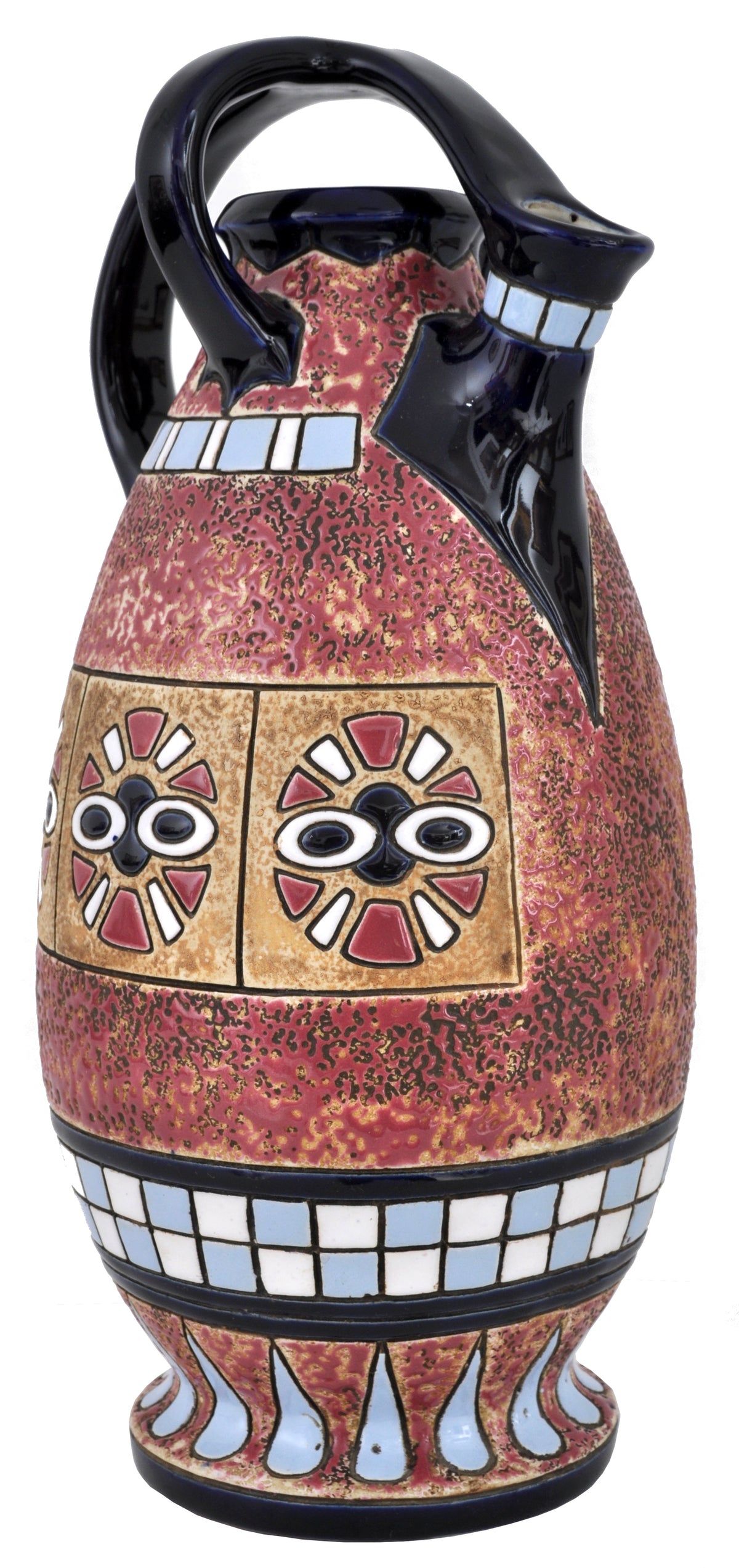 Pair of Large Antique Art Deco Czech Amphora Pottery Pitchers / Vases, Circa 1920