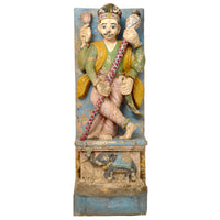 Pair of Antique 19th Century Indian Hindu Carved Stone Temple Guard Statues, circa 1850