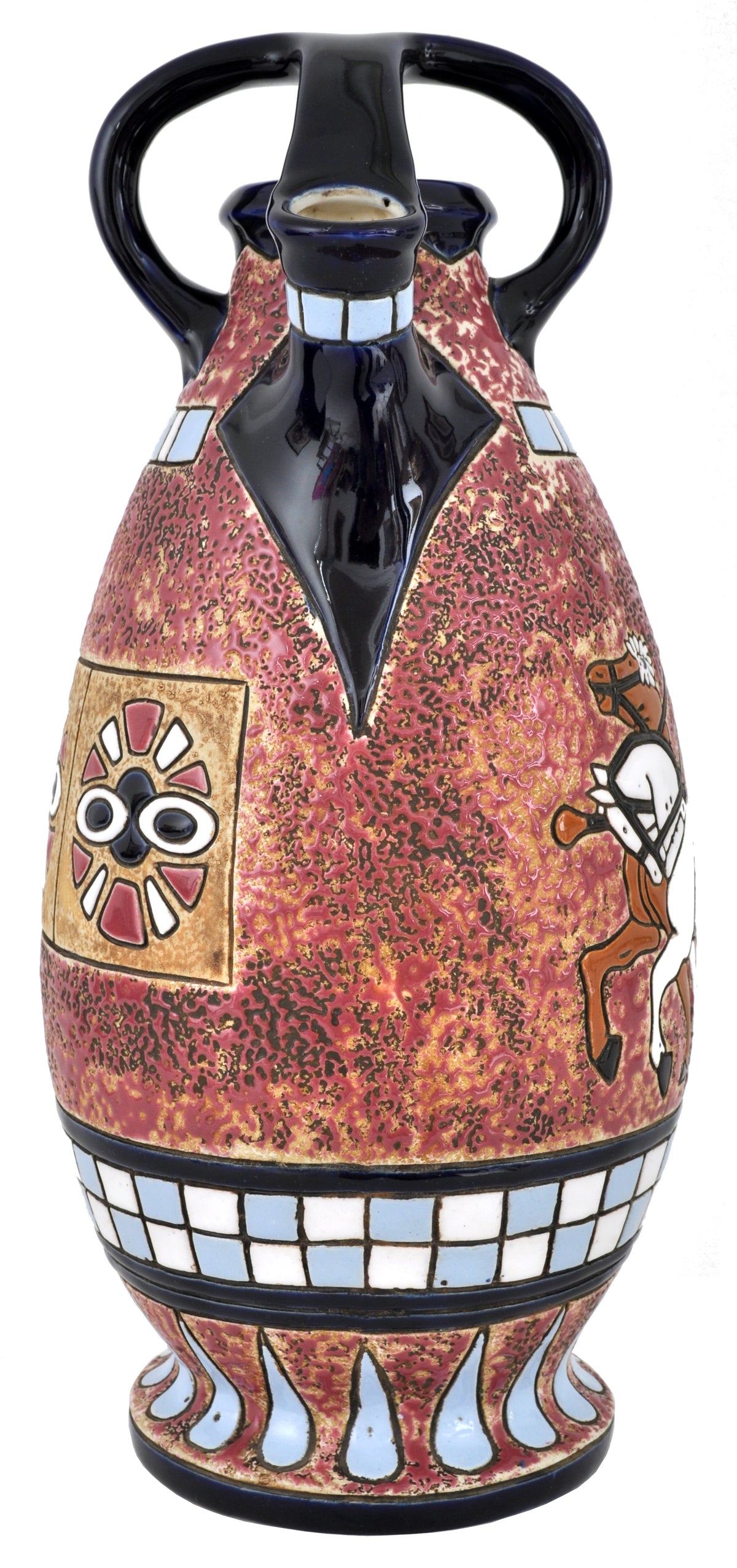 Pair of Large Antique Art Deco Czech Amphora Pottery Pitchers / Vases, Circa 1920