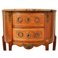 Pair of Antique French Louis XVI Walnut Marble & Ormolu Side Tables / Cabinets, circa 1880