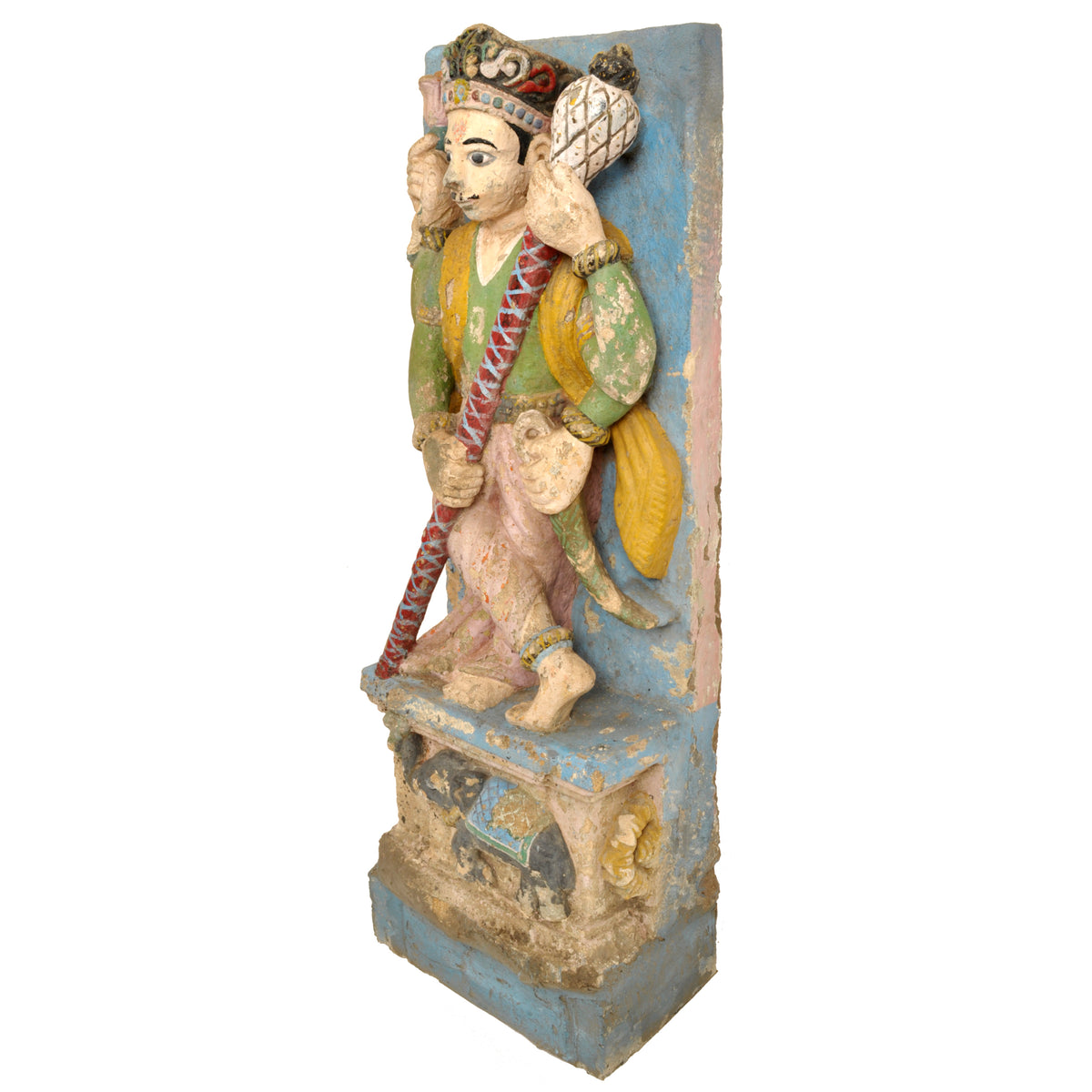 Pair of Antique 19th Century Indian Hindu Carved Stone Temple Guard Statues, circa 1850