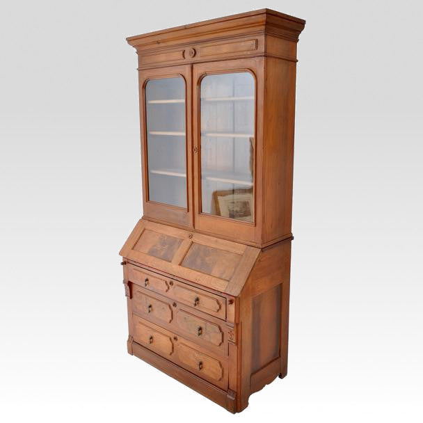 Antique drop front secretary online desk with bookcase
