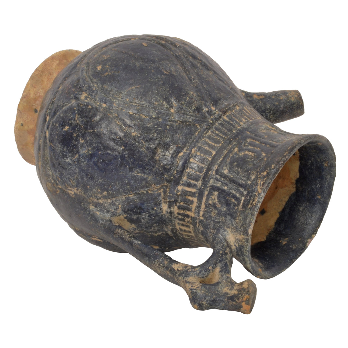 Ancient Persian Islamic Blue Glazed Pottery / Vessel / Ewer with Calligraphy, Khorasan, circa 1200