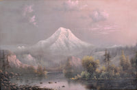 "Sunset on Mount Hood, Oregon," Antique Oil on Canvas by the Oregon Artist Eliza Barchus (1857-1959), Circa 1910