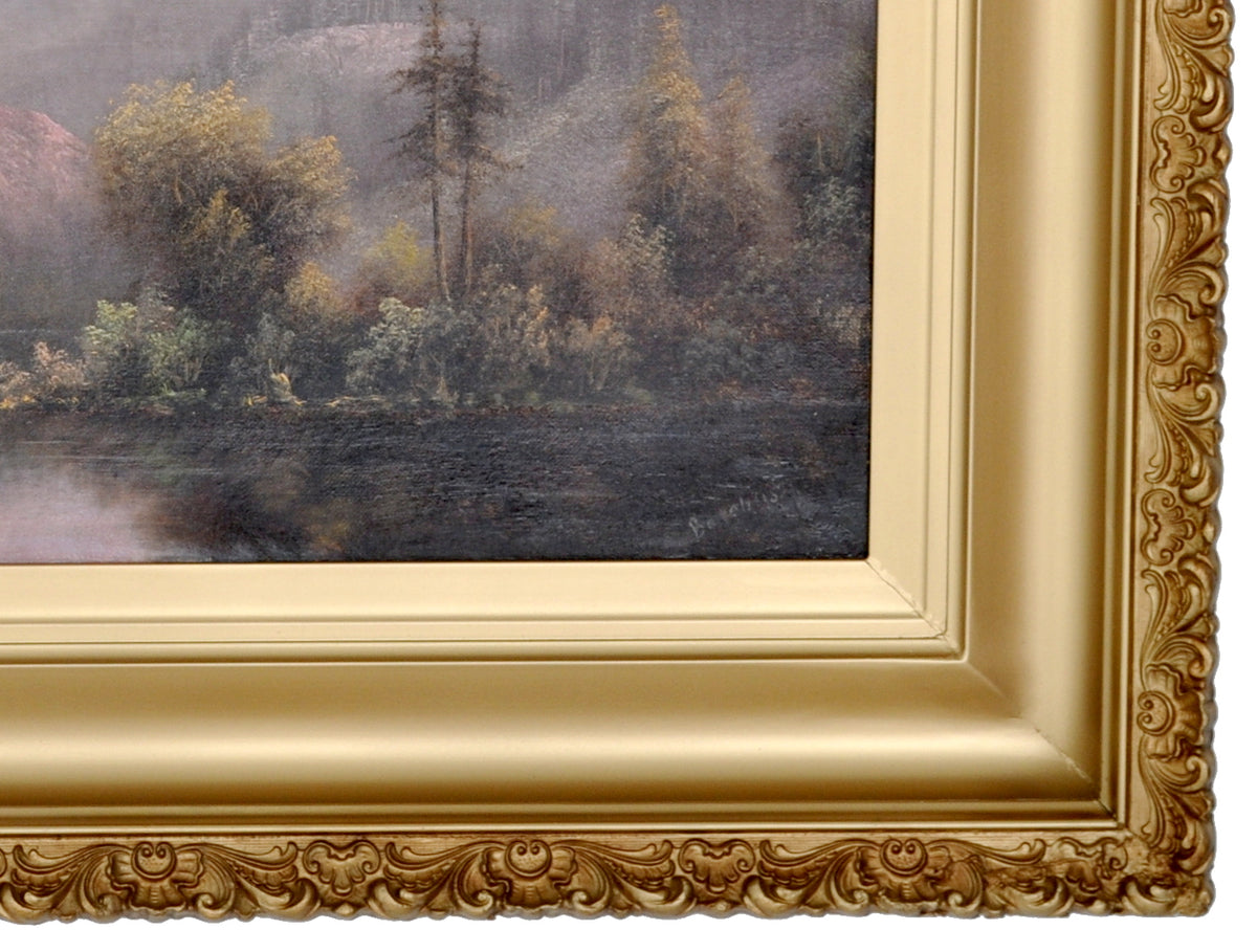 "Sunset on Mount Hood, Oregon," Antique Oil on Canvas by the Oregon Artist Eliza Barchus (1857-1959), Circa 1910