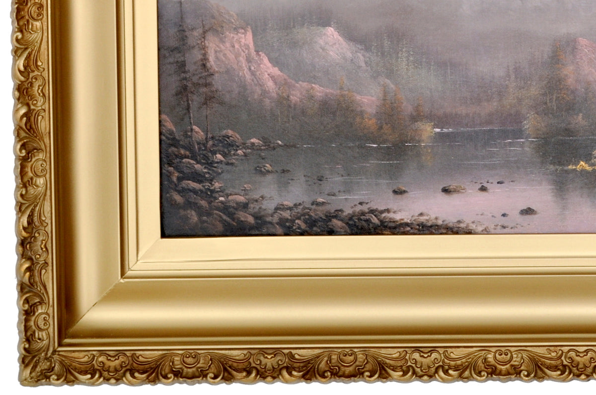 "Sunset on Mount Hood, Oregon," Antique Oil on Canvas by the Oregon Artist Eliza Barchus (1857-1959), Circa 1910
