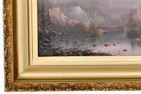 "Sunset on Mount Hood, Oregon," Antique Oil on Canvas by the Oregon Artist Eliza Barchus (1857-1959), Circa 1910