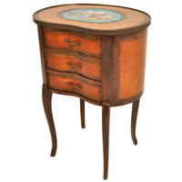 Antique French Kidney Shaped Inlaid Side Table / Cabinet / Chest with Sevres Plaque, circa 1890