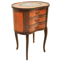 Antique French Kidney Shaped Inlaid Side Table / Cabinet / Chest with Sevres Plaque, circa 1890